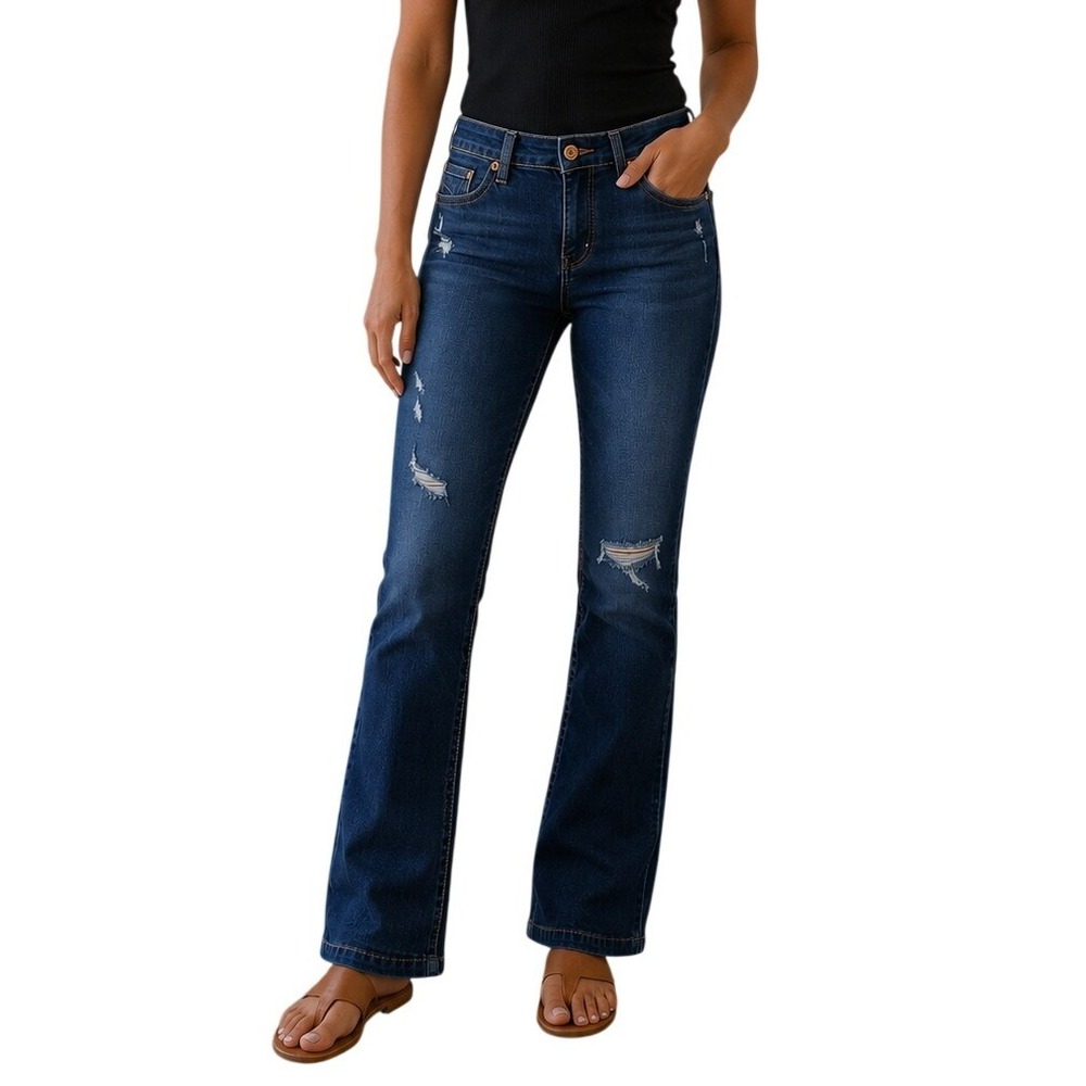 Big‎ Star Dark Wash Distressed "Liv" Bootcut Jeans Women's 26R